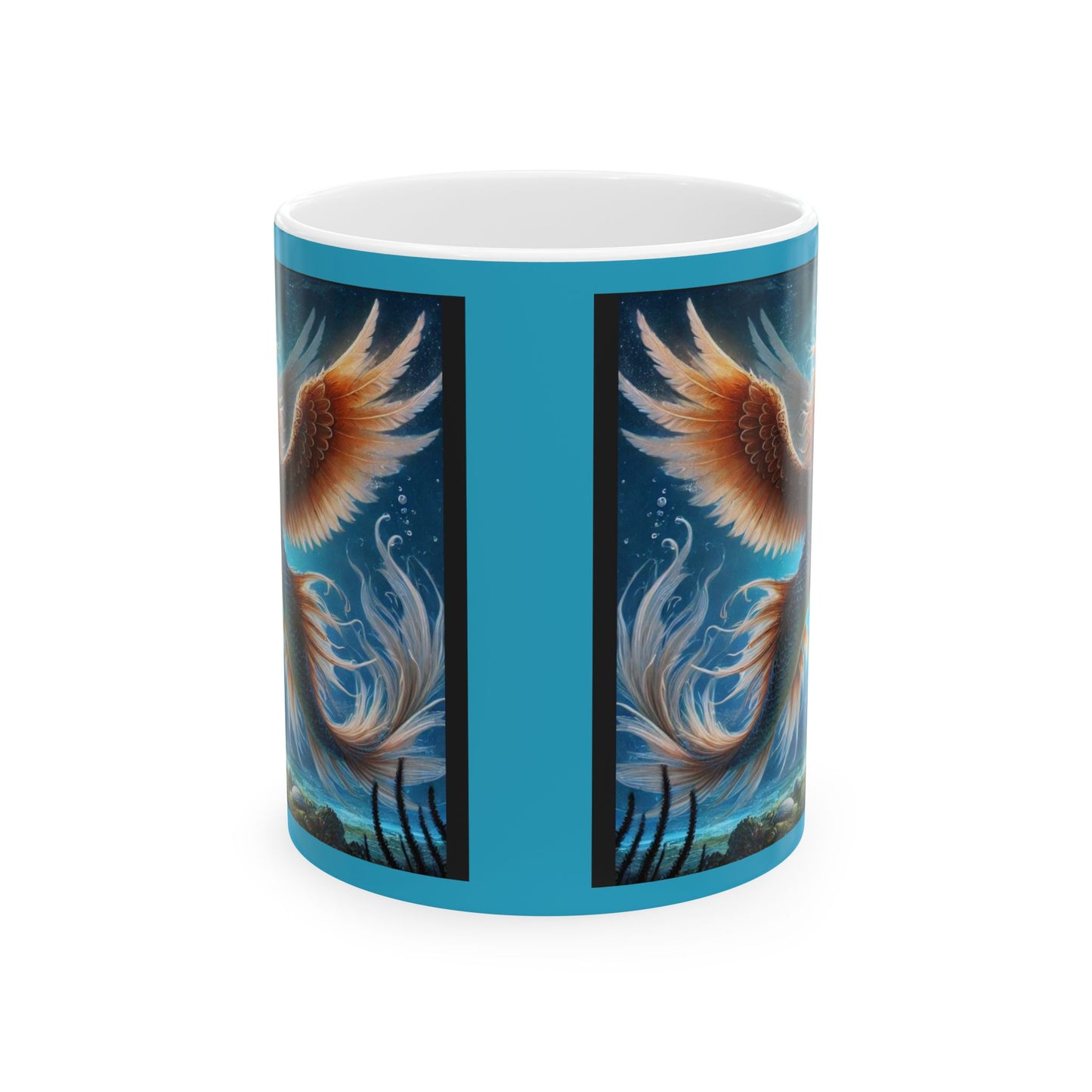 Pegasus, Unicorn, Mermaid Mystical Waters of Lemuria Coffee, Cacao, Tea, Fantasy Ceramic Mug, (11oz, 15oz)