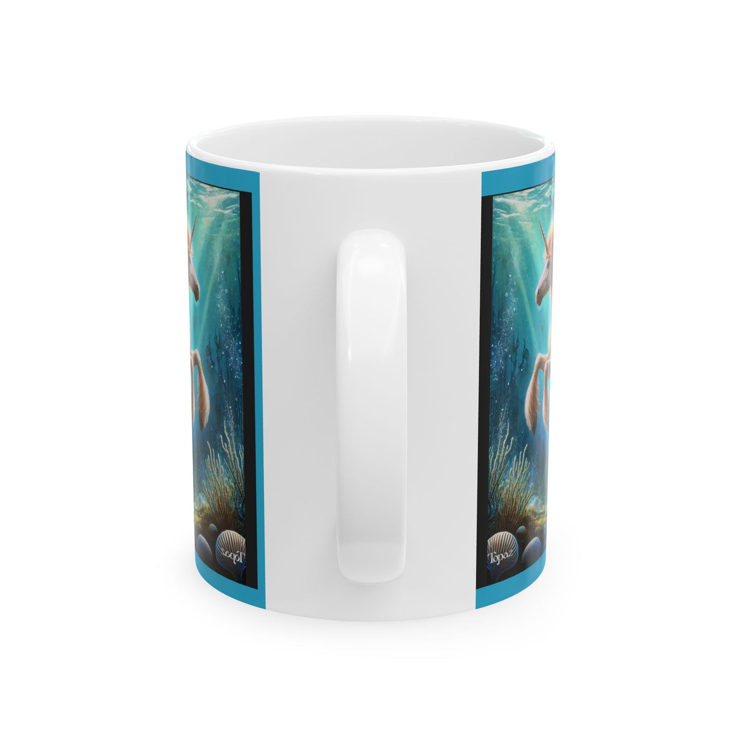 Pegasus, Unicorn, Mermaid Mystical Waters of Lemuria Coffee, Cacao, Tea, Fantasy Ceramic Mug, (11oz, 15oz)